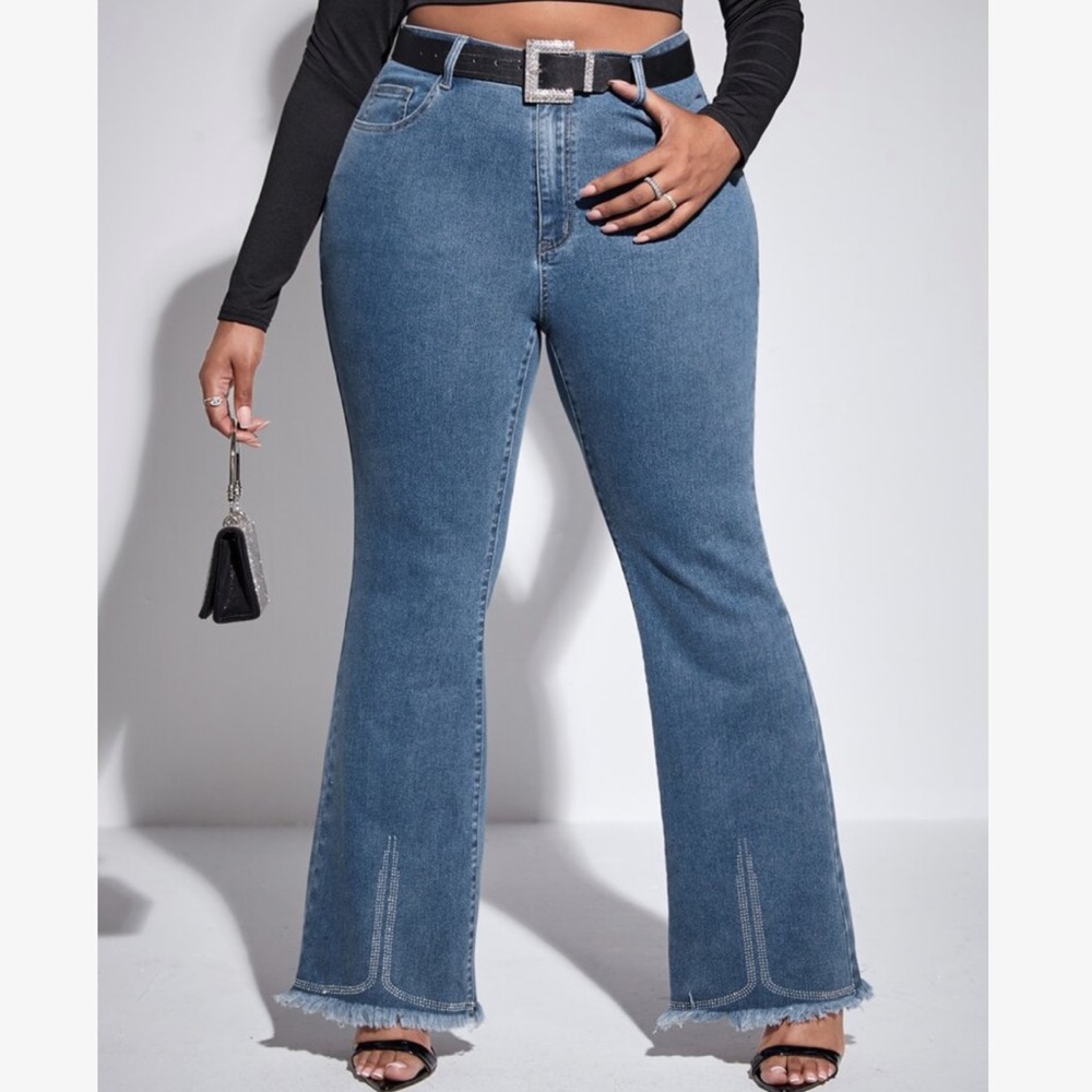 2X wide leg jeans RHINESTONES